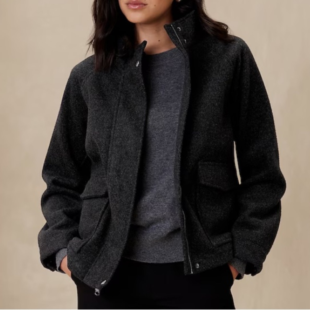 Banana Republic Charcoal Brushed Short Jacket, NWT Size Medium & Large